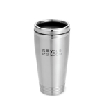 Vaso térmico personalizado de acero con tapa negra 400ml Executive color plateado mate vista de impresión