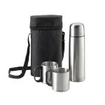 Set de termo personalizado con tazas de acero 500ml Picnic Set color plateado
