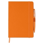 Libreta con bolígrafo, banda elástica de cierrer y A5 hojas a rayas Hemming color naranja