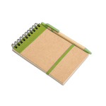 Libretas corporativas sostenibles con boli A6 hojas lisas EcoSpiral color verde lima