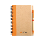 Libreta papel reciclado con detalle a color B6 hojas lisas EcoColors color naranja vista principal