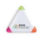 3 Rotuladores fluorescentes en triángulo de plástico Triangle color blanco vista principal