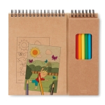 Cuaderno para colorear con 8 lápices de colores publicitarios Canvas color beige