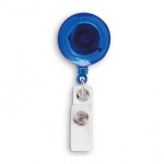 Clip de identificador de ferias publicitario con clip metálico Flex color azul