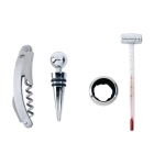 Set de vino serigrafiado con 4 piezas en caja de madera Merlot color plateado segunda vista