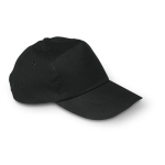 Gorra promocional barata de algodón con cierre de plástico 160 g/m2 BaseCap color negro
