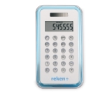 Calculadoras publicitarias 8 dígitos pequeñas diseño sencillo Basical color azul transparente segunda vista principal