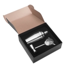 Set de cóctel para regalar a tus clientes con coctelera 500ml Bartender color plateado brillante cuarta vista