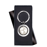 Llavero corporativo en forma de mundo y presentación individual Globe color plateado cuarta vista