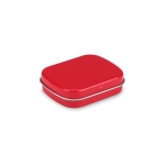 Caja con 28 gramos de caramelos personalizados mentolados MintBox color rojo
