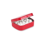 Caja con 28 gramos de caramelos personalizados mentolados MintBox color rojo segunda vista