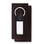 Llaveros publicitarios clásicos con placa metálica Elegance color negro cuarta vista