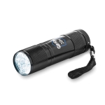 Linterna serigrafiada para publicidad en caja de metal LightBeam color negro vista principal tercera vista