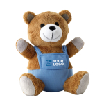 Peluches publicitarios con logo de empresa en forma de oso Balu color azul vista de impresión