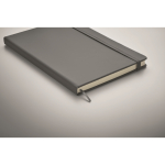 Cuaderno personalizado barato a color A5 hojas a rayas color gris oscuro vista fotografía cuarta vista