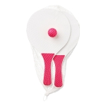 Set de tenis para playa con 2 raquetas de madera y 1 bola color fucsia