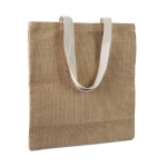 Bolsas promocionales de yute baratas con asas de algodón Jute color beige