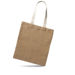 Bolsas promocionales de yute baratas con asas de algodón Jute color beige segunda vista