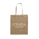 Bolsas promocionales de yute baratas con asas de algodón Jute color beige vista principal quinta vista