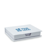 Bloc personalizado en cartón blanco con notas adhesivas Memoset vista de impresión