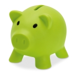 Hucha publicitaria de cerdito de color con tapón Piggy color verde lima