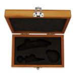 Elegante set de vino corporativo con 3 accesorios en caja Riesling color madera tercera vista