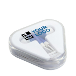 Auriculares promocionales con cable en estuche triangular Bass vista de impresión