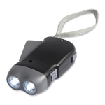 Linterna publicitaria 2 luces LED con dinamo DynaLight color negro