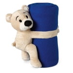 Manta polar personalizada infantil con peluche en forma de osito color azul