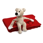 Manta polar personalizada infantil con peluche en forma de osito color rojo segunda vista