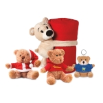 Manta polar personalizada infantil con peluche en forma de osito color rojo tercera vista