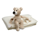 Manta polar personalizada infantil con peluche en forma de osito color blanco segunda vista