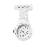 Reloj de solapa personalizado para enfermeras MeditIme color blanco vista principal