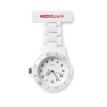 Reloj de solapa personalizado para enfermeras MeditIme color blanco segunda vista principal