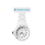Reloj de solapa personalizado para enfermeras MeditIme color blanco vista de impresión