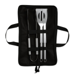 Set de 3 utensilios para la barbacoa con funda non woven Brasserie color negro