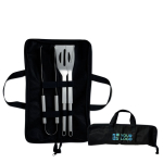 Set de 3 utensilios para la barbacoa con funda non woven Brasserie vista de impresión
