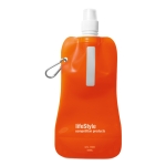 Botellas de agua publicitarias plegables baratas 480ml Rebel color naranja transparente vista principal