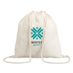 Mochila de cuerdas personalizada de algodón de 100 g/m2 Eco color beige tercera vista principal