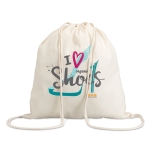 Mochila de cuerdas personalizada de algodón de 100 g/m2 Eco color beige cuarta vista principal