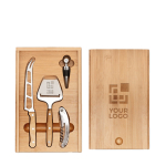 Set publicitario para queso y vino en estuche de bambú Camembert vista de impresión