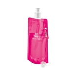 Botella de plástico plegable con mosquetón 460ml Clip color rosa imagen con logo 4