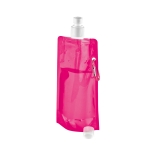 Botella de plástico plegable con mosquetón 460ml Clip color rosa tercera vista