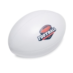 Pelota de rugby antiestrés para merchandising y publicidad Zenby color blanco vista principal segunda vista