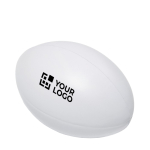 Pelota de rugby antiestrés para merchandising y publicidad Zenby color blanco vista de impresión