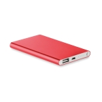 Batería externa personalizada en aluminio de 4.000 mAh Powercard Alu color rojo
