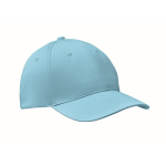 Gorra corporativa barata de 6 paneles con cierre de velcro ColorCap color azul claro