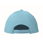 Gorra corporativa barata de 6 paneles con cierre de velcro ColorCap color azul claro quinta vista
