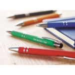 Bolígrafos personalizados de metal con caucho y tinta azul Aster Matt color verde segunda vista principal