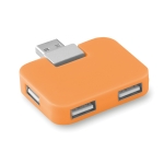 Hub personalizado barato de plástico con 4 puertos USB Cuadrado color naranja